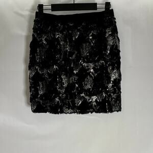 ZARA W&B Women's Black/Silver Sequin Embellished Pull-On Mini Skirt SZ S